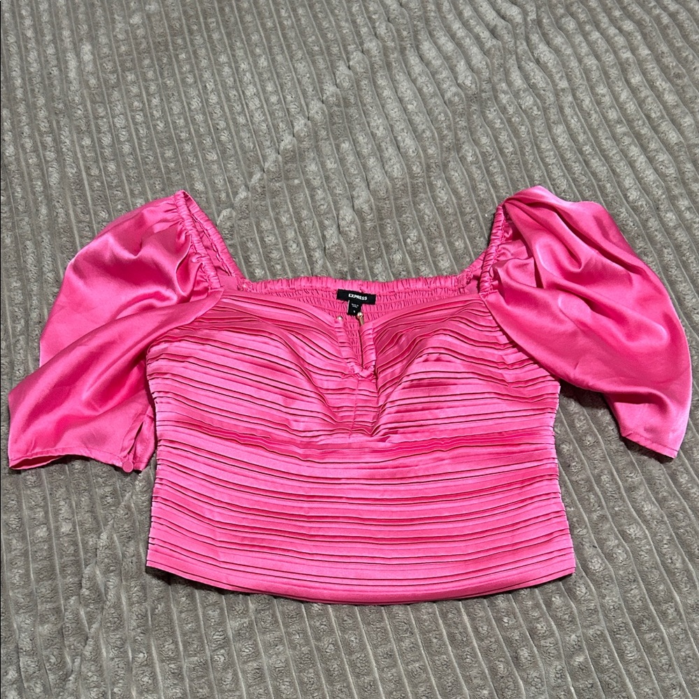 Express Vibrant Pink Off-Shoulder Blouse